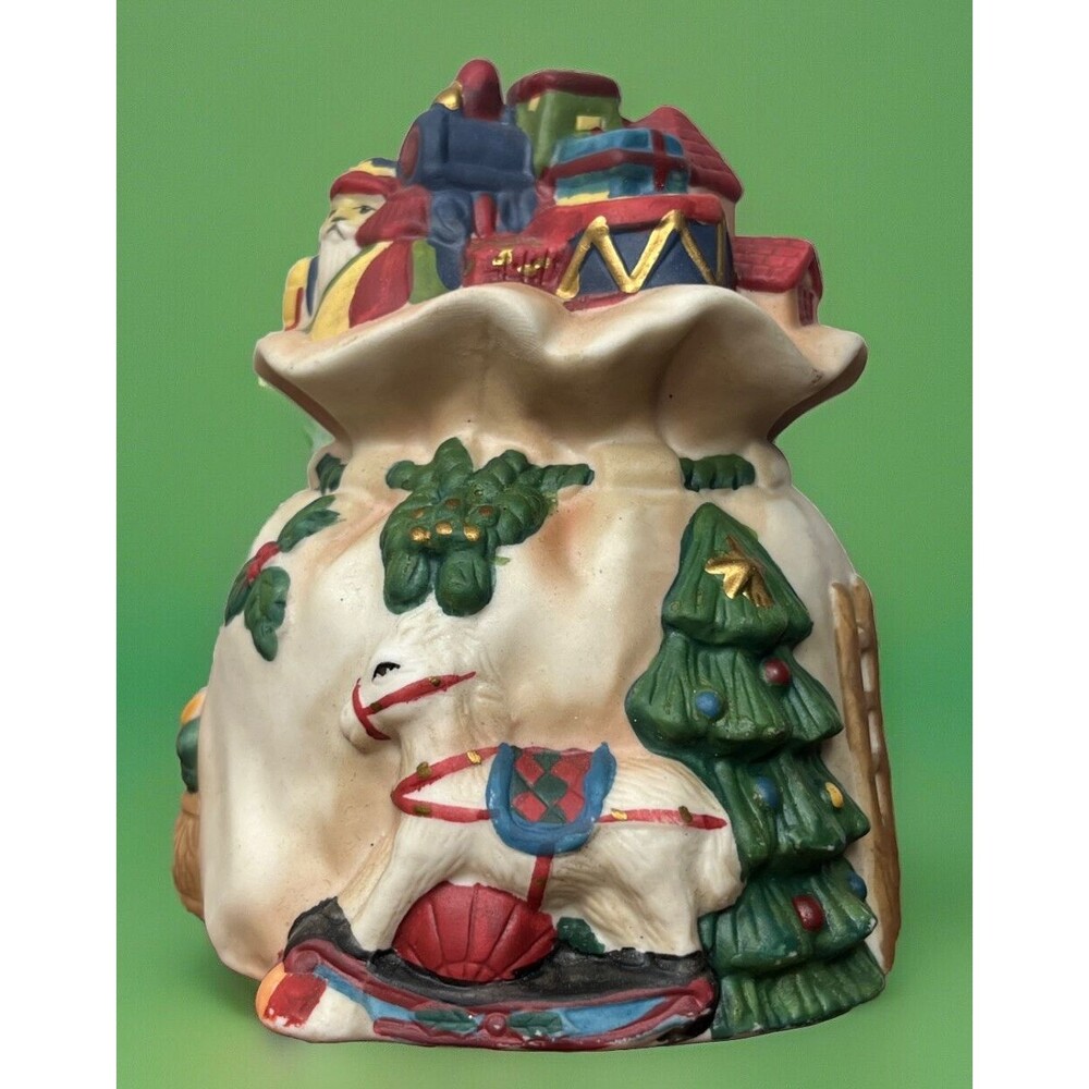 Home Trends Santa Toy Gift Bag Vintage Porcelain Christmas Dinner Bell Victorian
